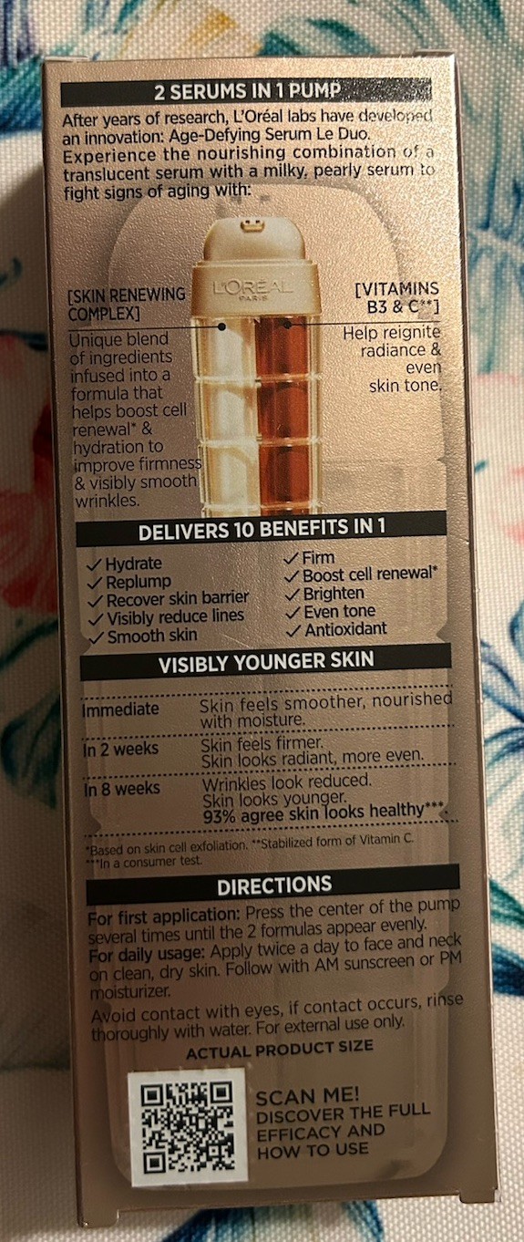 L’Oréal Paris Age Perfect- Age Defying Serum Vitamins B3 C Firmness 1.0 fl oz