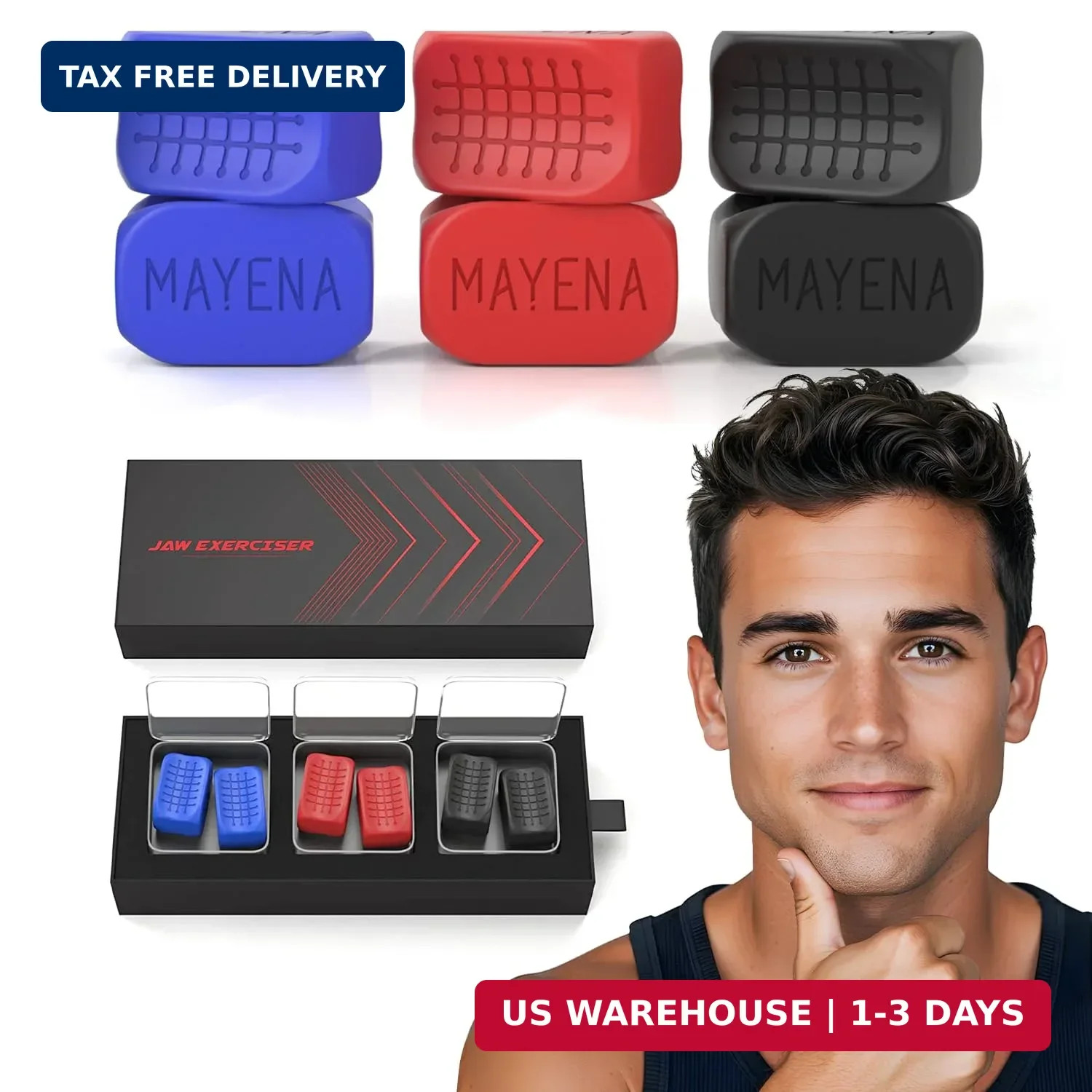 JJaw Exerciser for Men & Women | 3 Resistance Levels Silicone Jawline 3 Set