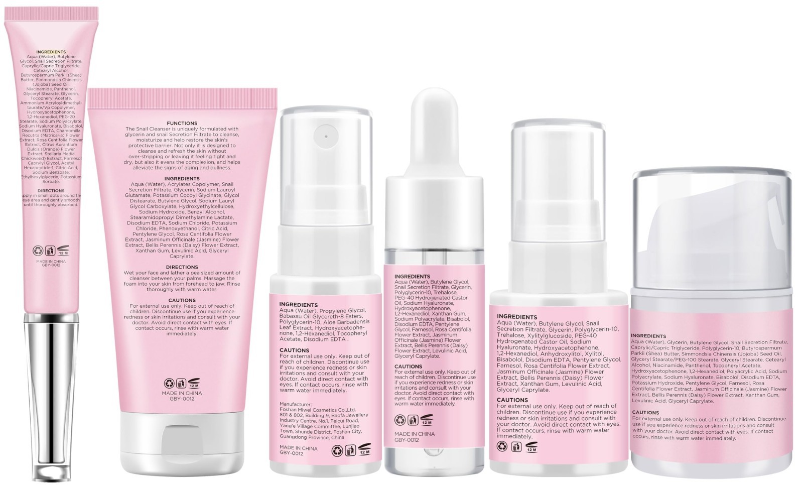 6PCS Korean Snail Skincare Set for Women – Anti-Aging, Hydrating, Moisturizing G