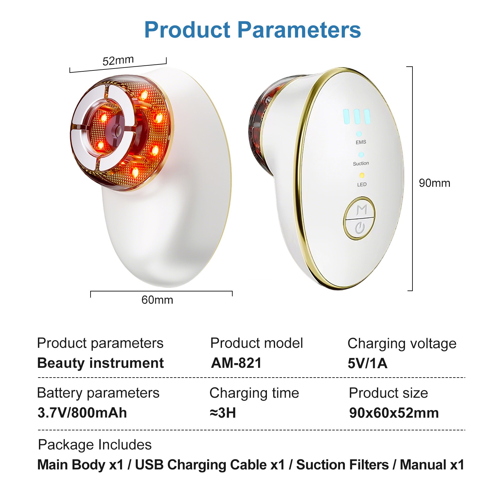Microcurrent Facial Massager 7 Color LED Light Therapy Vacuum Skin Lift