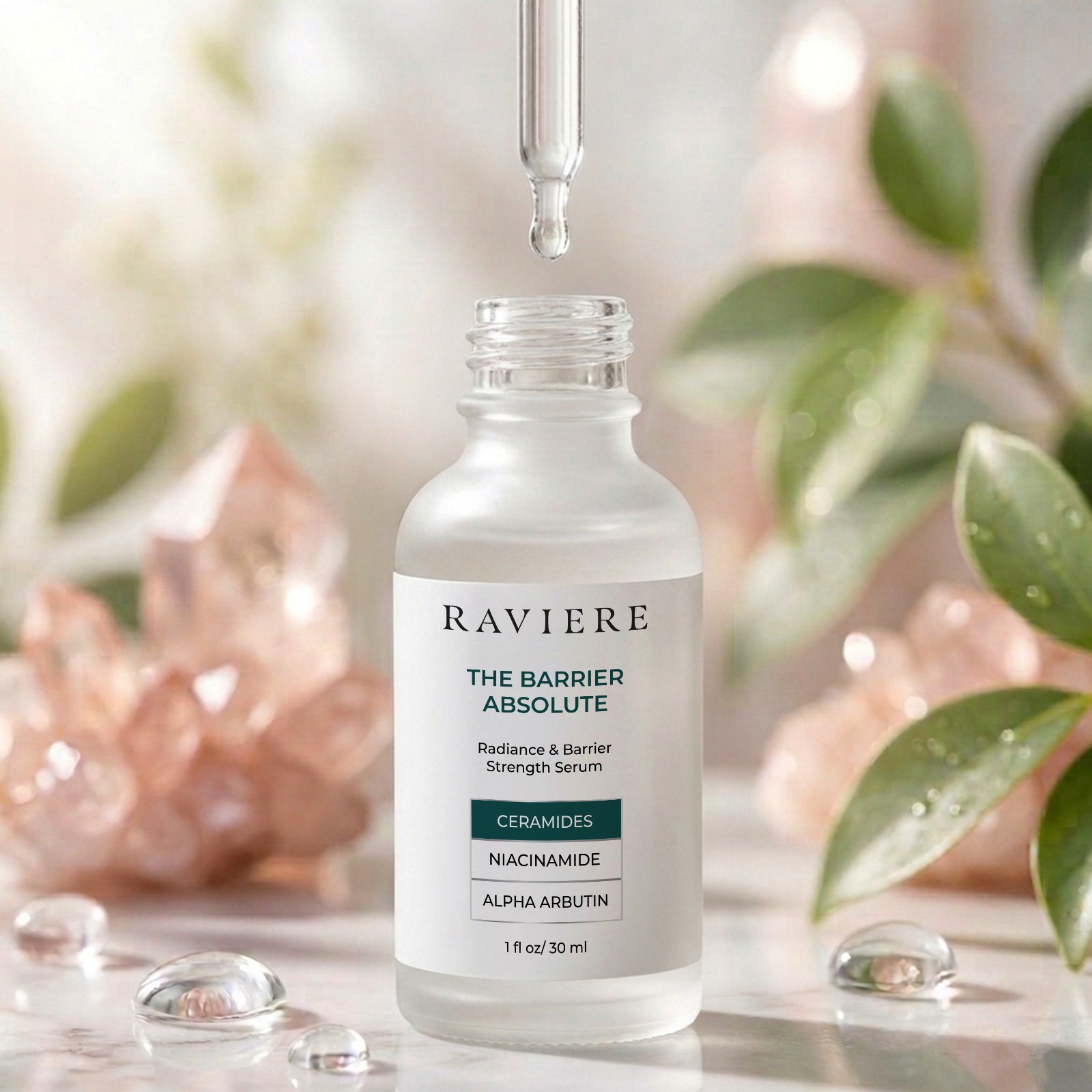 Raviere Face Serum Niacinamide, Alpha Arbutin, Ceramides for Glow & Hydration
