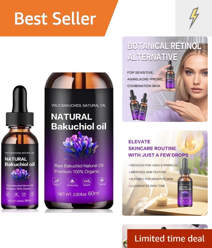 Organic Bakuchiol Oil for Face & Body Retinol Alternative 2.02 fl oz Anti-Aging