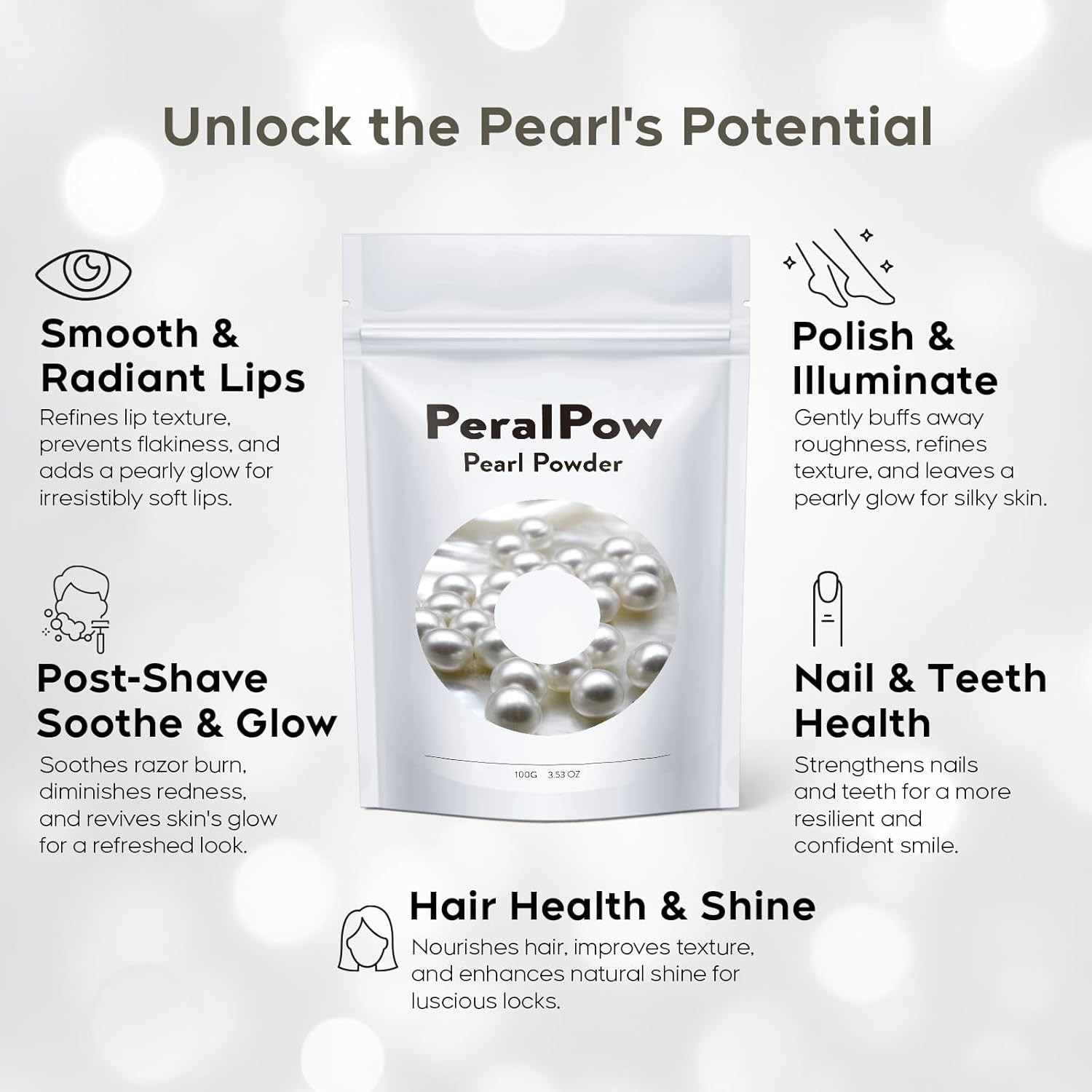 Pearl Powder Organic, 100g 100% Natural DIY Skincare, Anti-Aging, Minimizes Pore