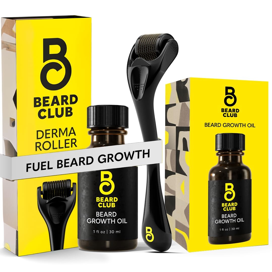 Beard Club Derma Roller Beard Growth Oil – Microneedling Roller with 540 Tit…