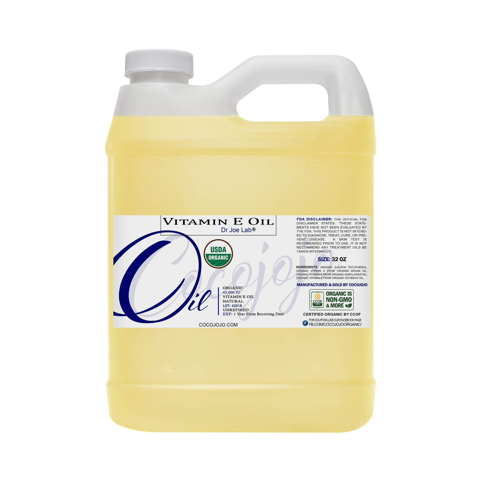 Vitamin E oil USDA Organic for hair face skin bulk moisturizer non gmo
