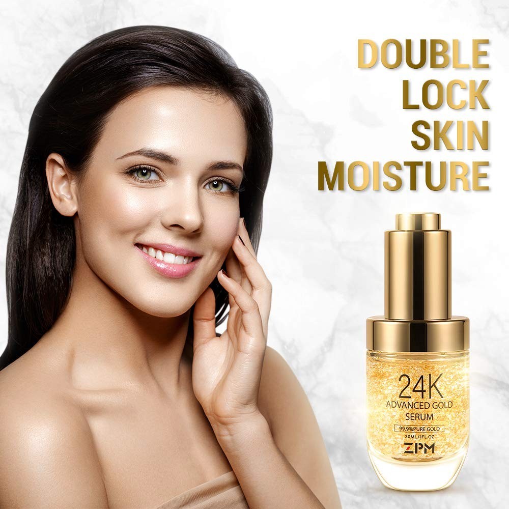 24K Gold Anti Aging Face Serum Moisturizer Enriched with Vitamin C Serum, Hyalur