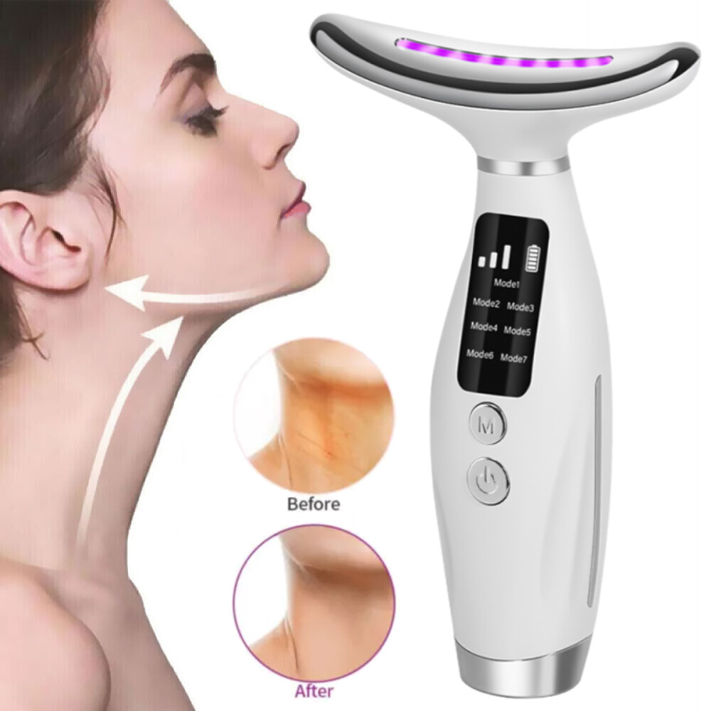 US 7 in 1 Facial Massager LED Light Therapy Face Neck Lift Anti-Wrinkle Device