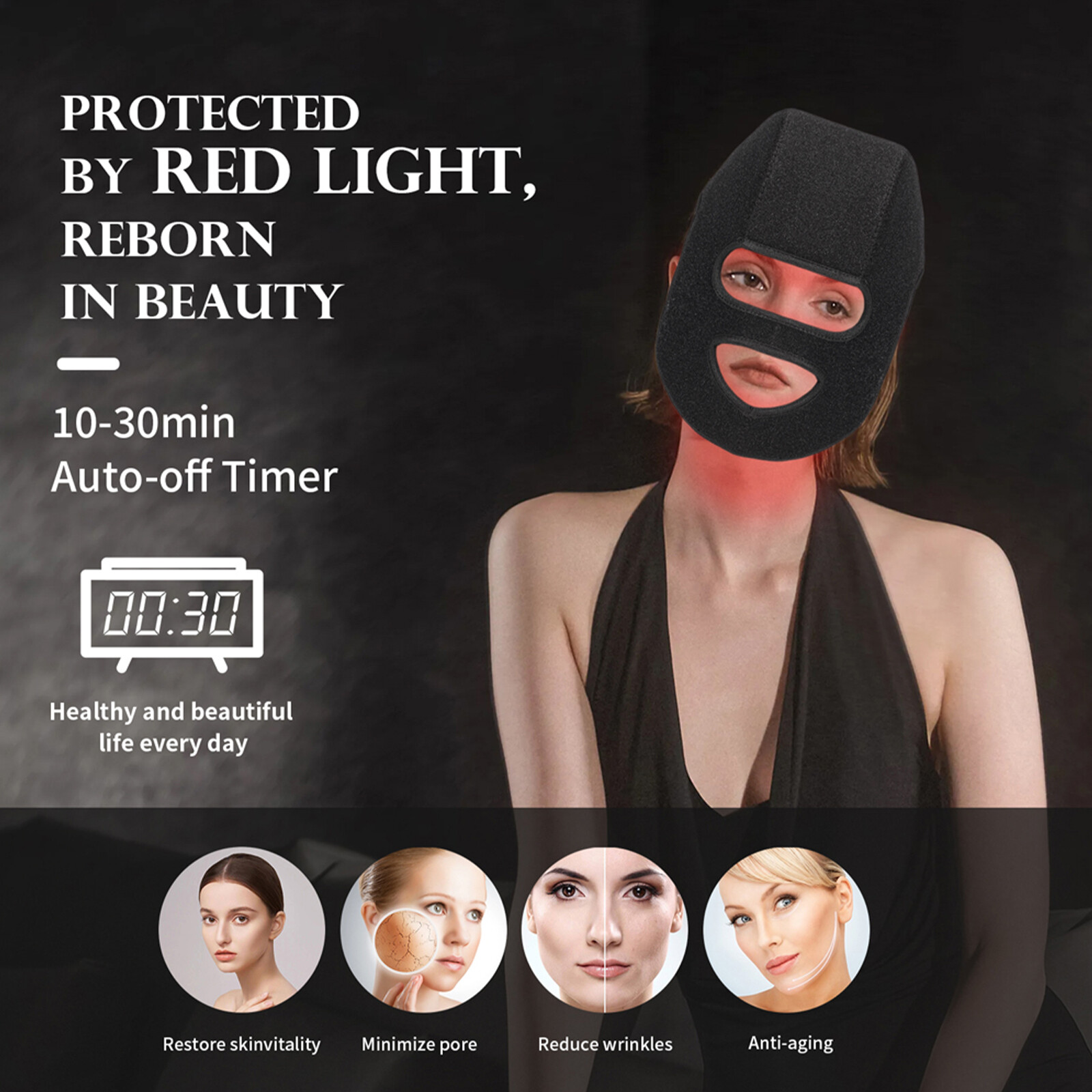 2-in-1 LED Photon Mask & Hair Growth Cap Portable Red Light Therapy NEW
