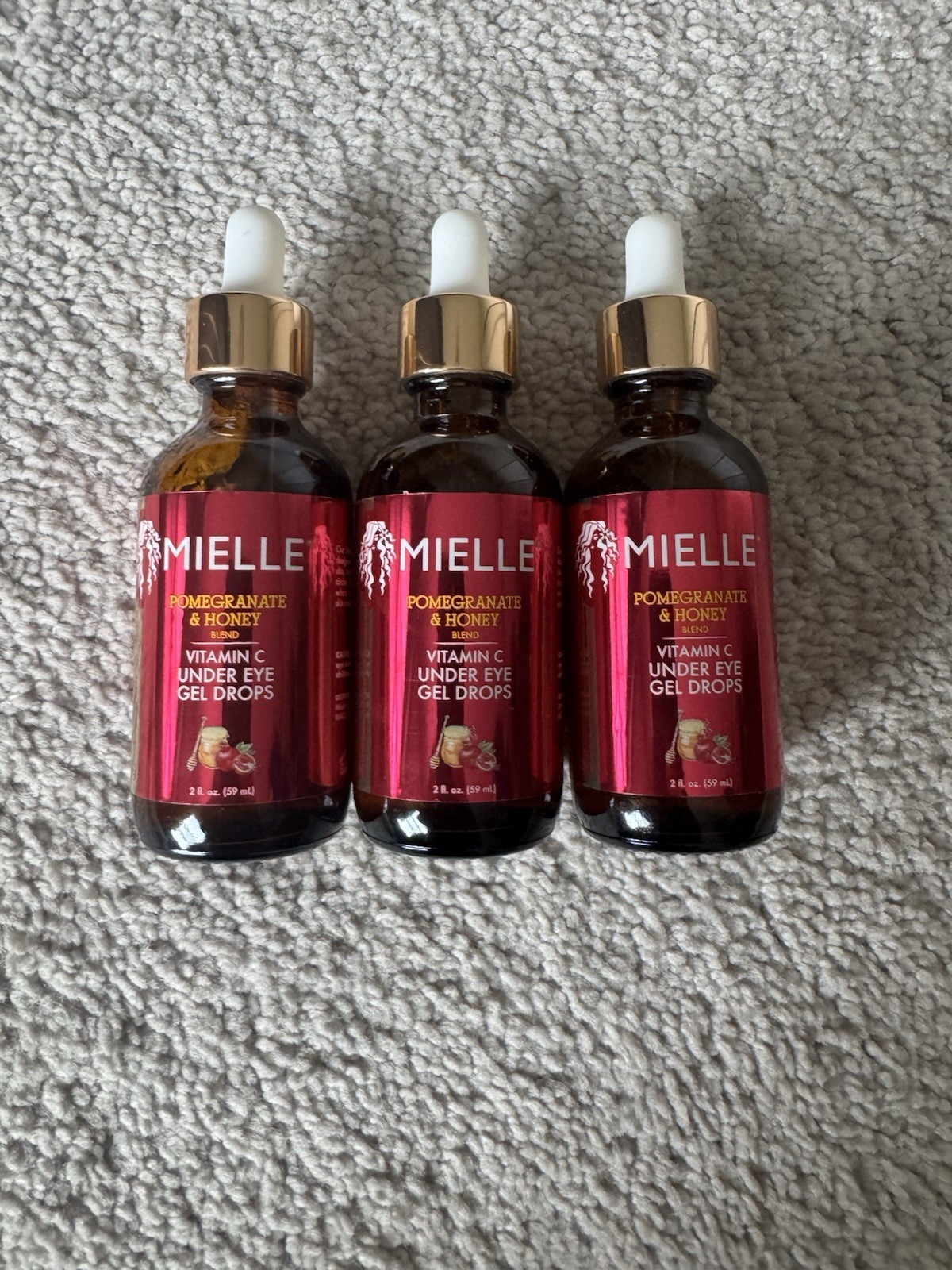 4 PACK Mielle Organics Pomegranate Honey Blend Vitamin C Under Eye Gel Drops 2oz