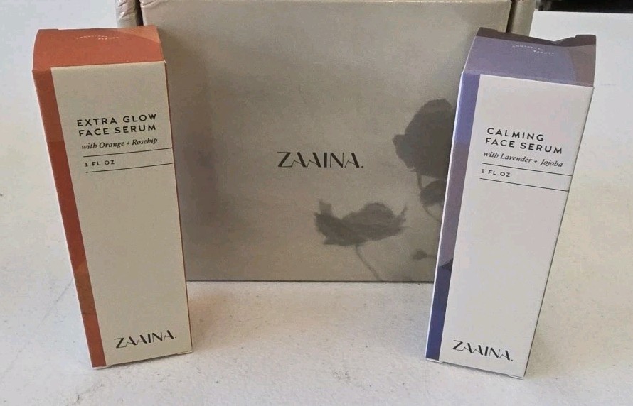 Zaaina Extra Glow Face Serum + Calming Face Serum 1 Oz Each Sealed Bottles WH12