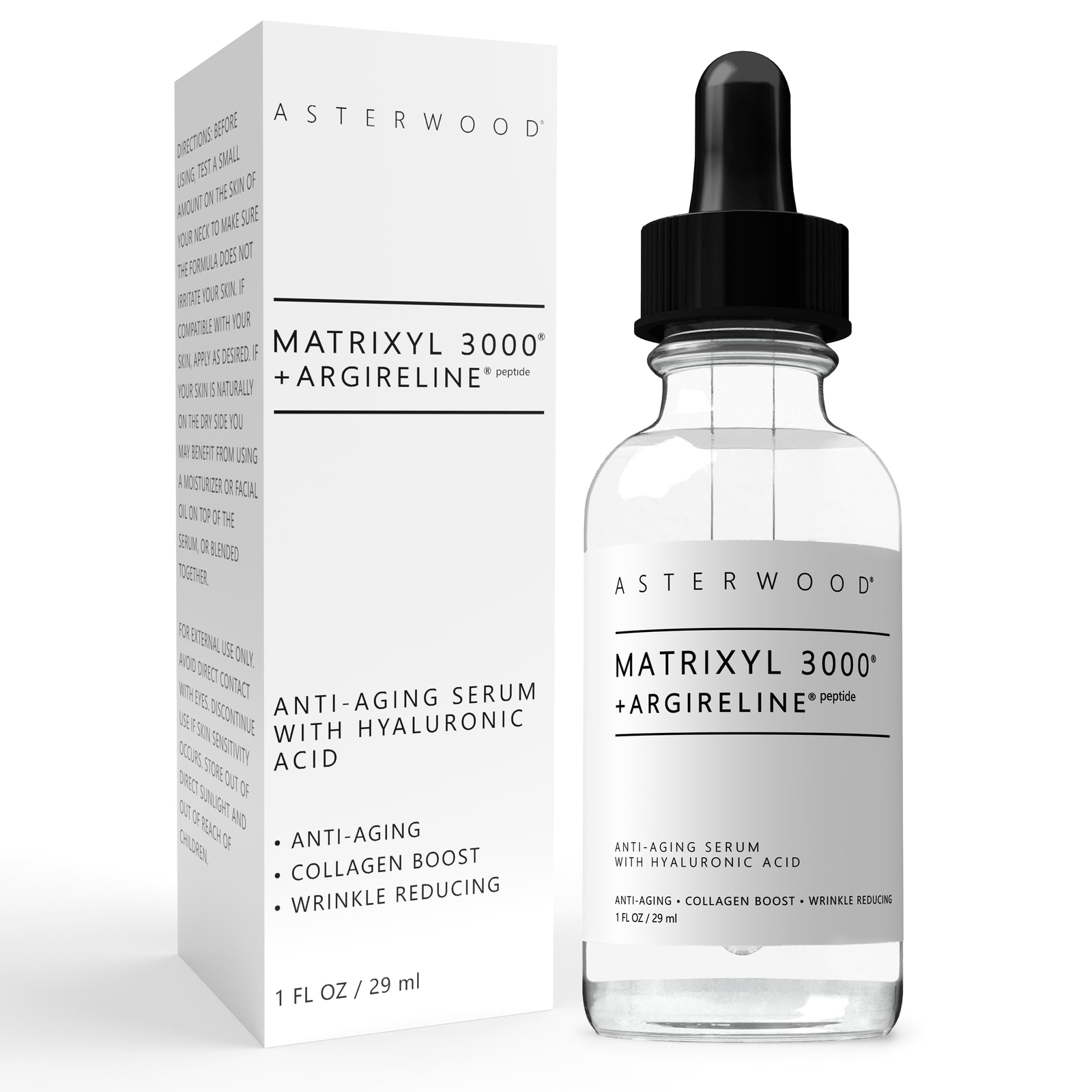 Asterwood Matrixyl 3000 Argireline Serum Hyaluronic Acid Anti-Aging 1oz