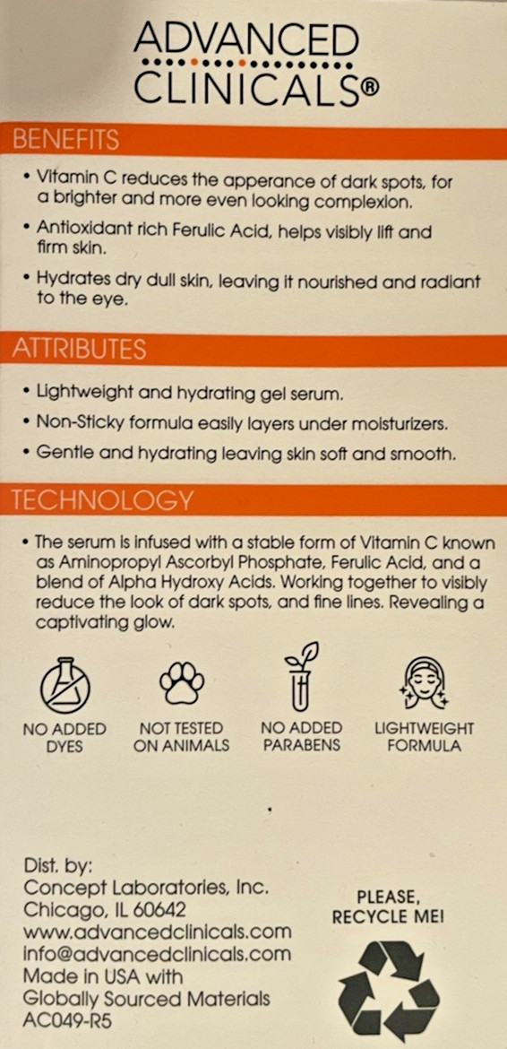Advanced Clinicals Anti-Aging Vitamin C Serum – 1.75oz Size