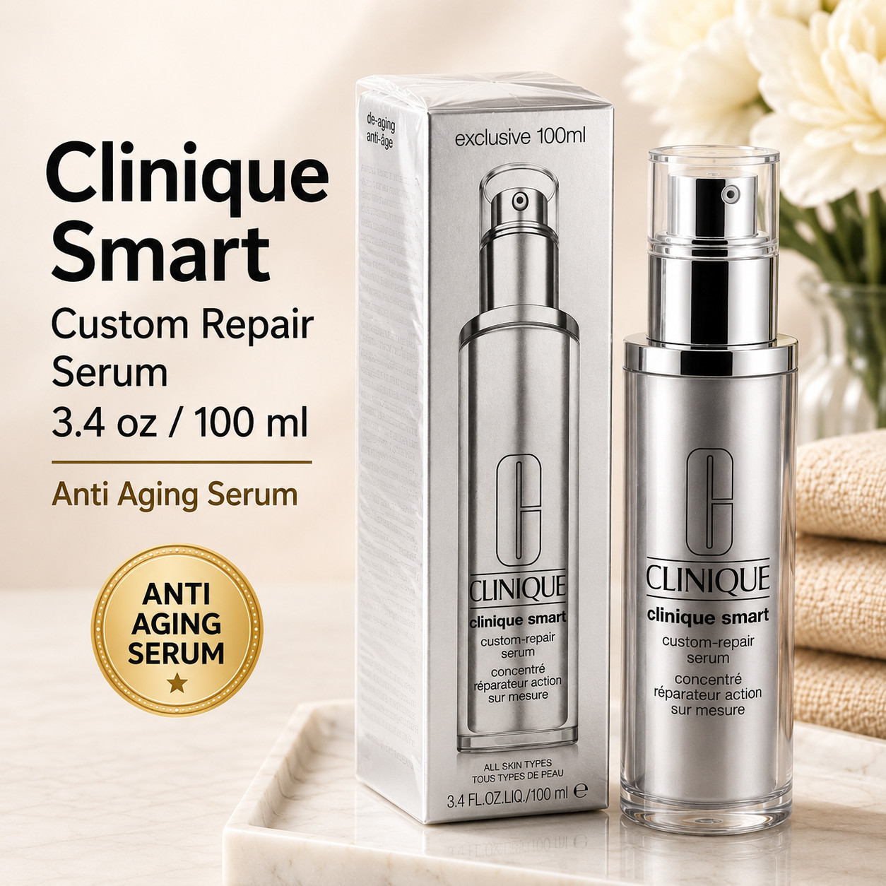 Clinique Smart Custom-Repair De-Aging Serum 3.4 oz 100 mL Brand New SEALED