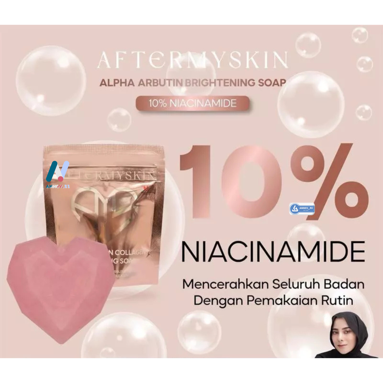 AFTERMYSKIN Body Soap Evens Skin Tone Dull Skin Soft Smooth Moisturized 45g