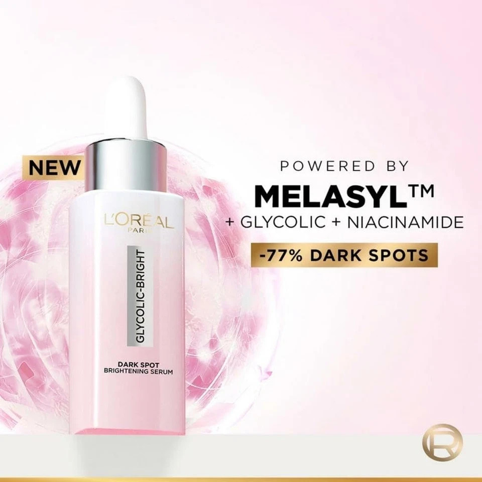 L’Oreal Paris Glycolic Bright 8% Face Serum for Brightening Dark Spots 30ml
