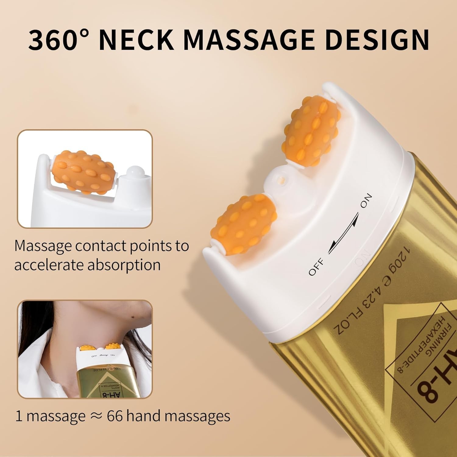 AH-8 Neck Firming Cream with Roller for Crepey Skin Body Care Comfort, Moistu…