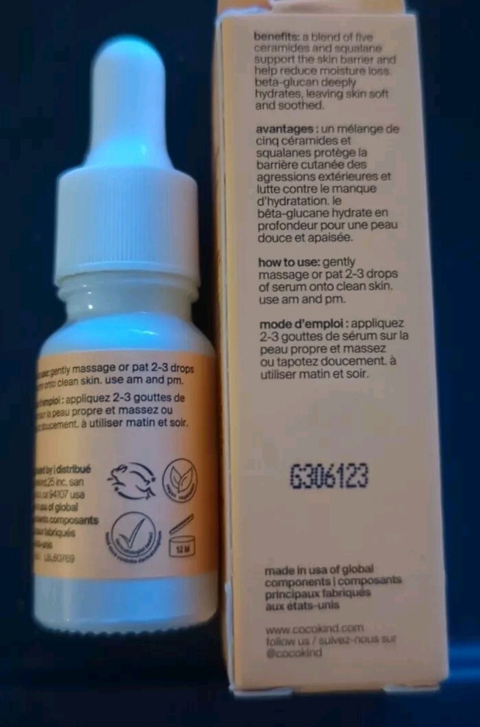 NEW Cocokind Ceramide Barrier Serum Nourishing Daily Serum .33 fl oz / 10 ml