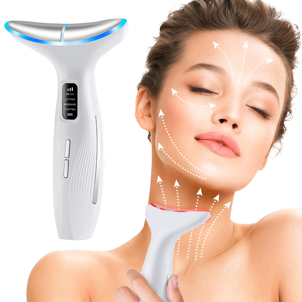 Neck Face Lifting Massager Skin Tighten Device LED and Anti Wrinkle Double Chin