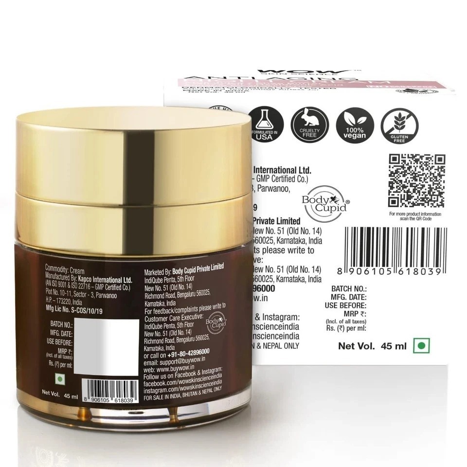 WOW Skin Science Anti-Aging Night Cream 50mL No Parabens Mineral Oil-Free