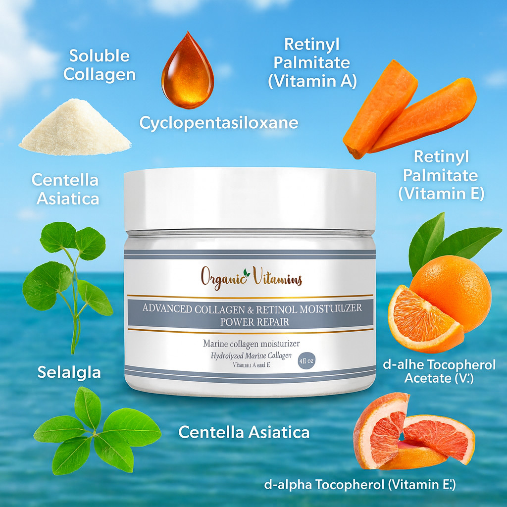 2 jar 8 oz COLLAGEN organic v CREAM, no SNAIL GEL Cream COLAGEN Retinol Cream