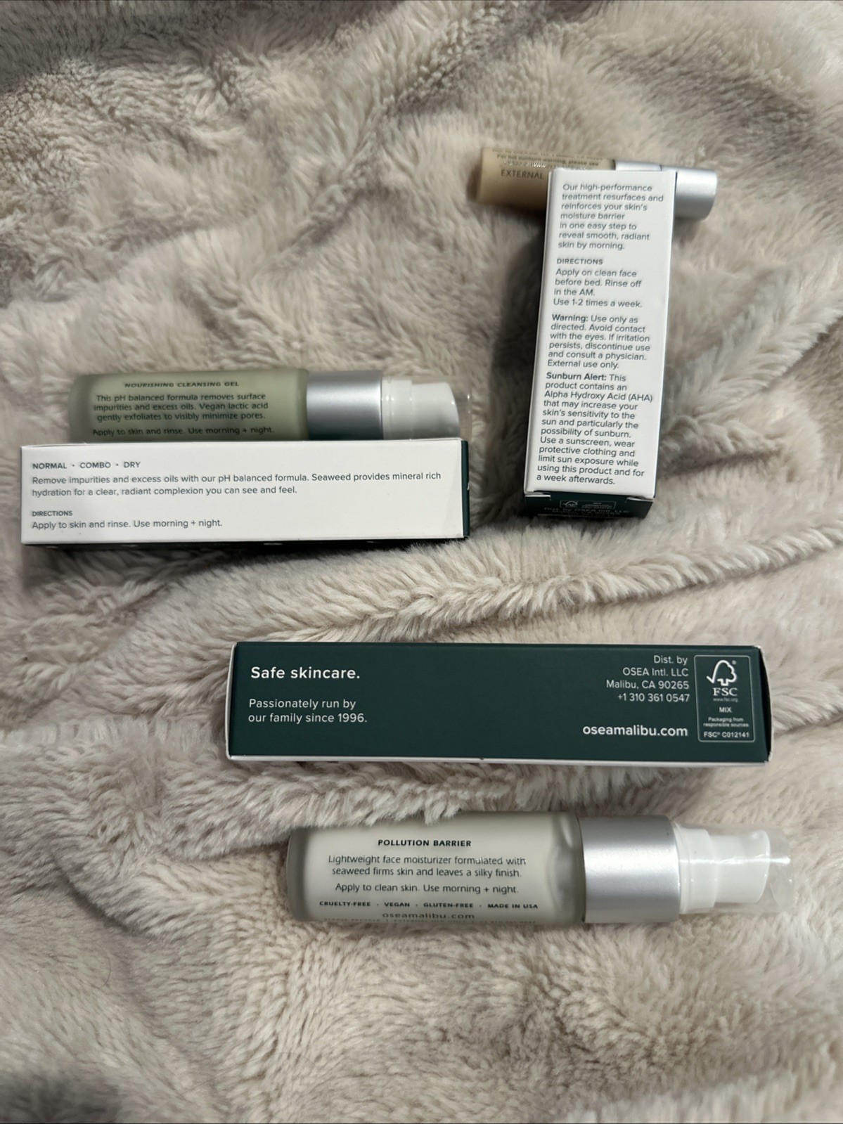 OSEA LOT Of 4 Undaria Algae Body Butter Atmosphere Cream, Cleanser, AHA Serum