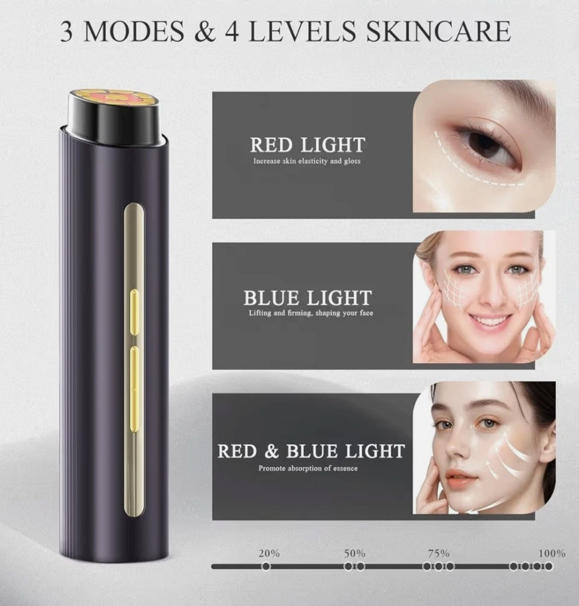 BNU Facial Lift Device, 3-in-1 Light Therapy Beauty Massager for Wrinkles