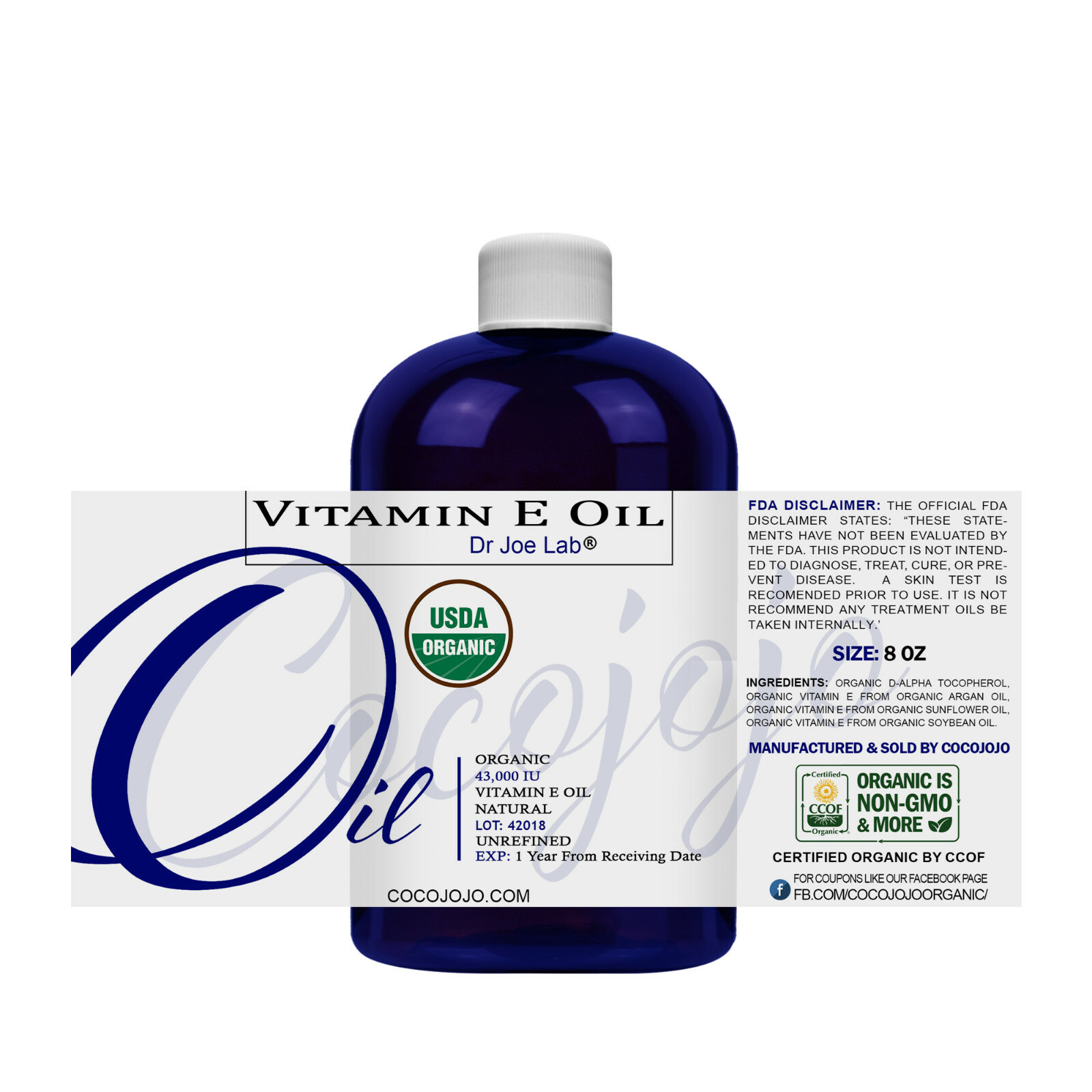 Vitamin E oil USDA Organic for hair face skin bulk moisturizer non gmo