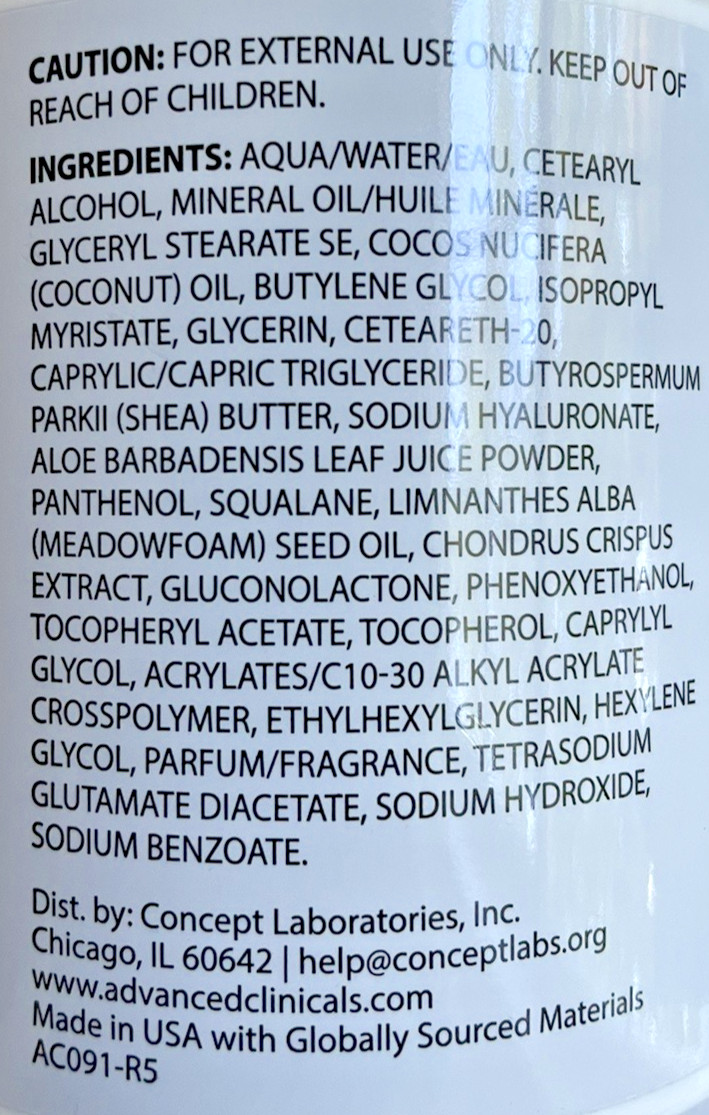 2 Pack! Advanced Clinicals Spa Size Hyaluronic Acid Cream Skin Hydrating 2 lbs