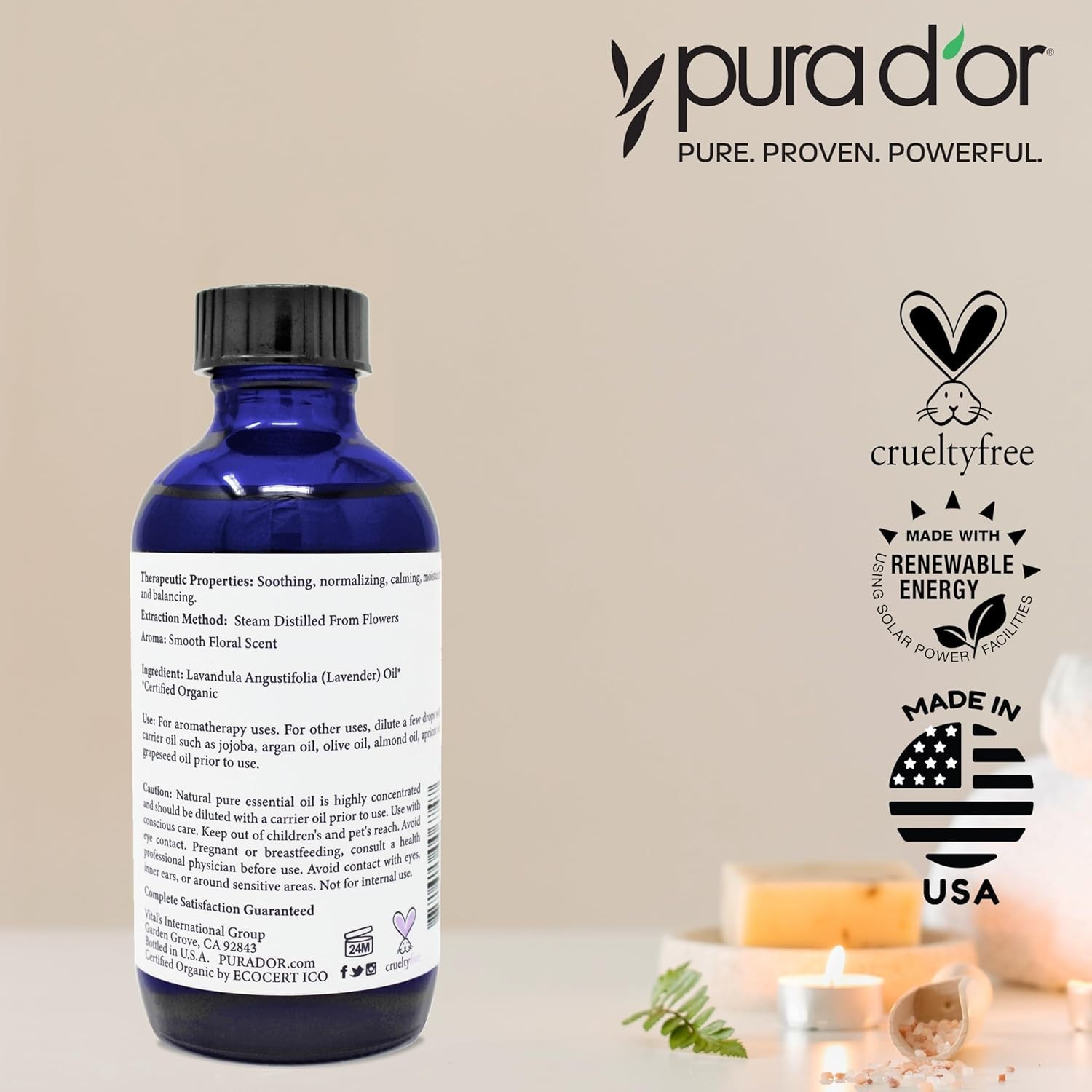 PURA D’OR PURADOR Organic Lavender Essential Oil 4 fl oz