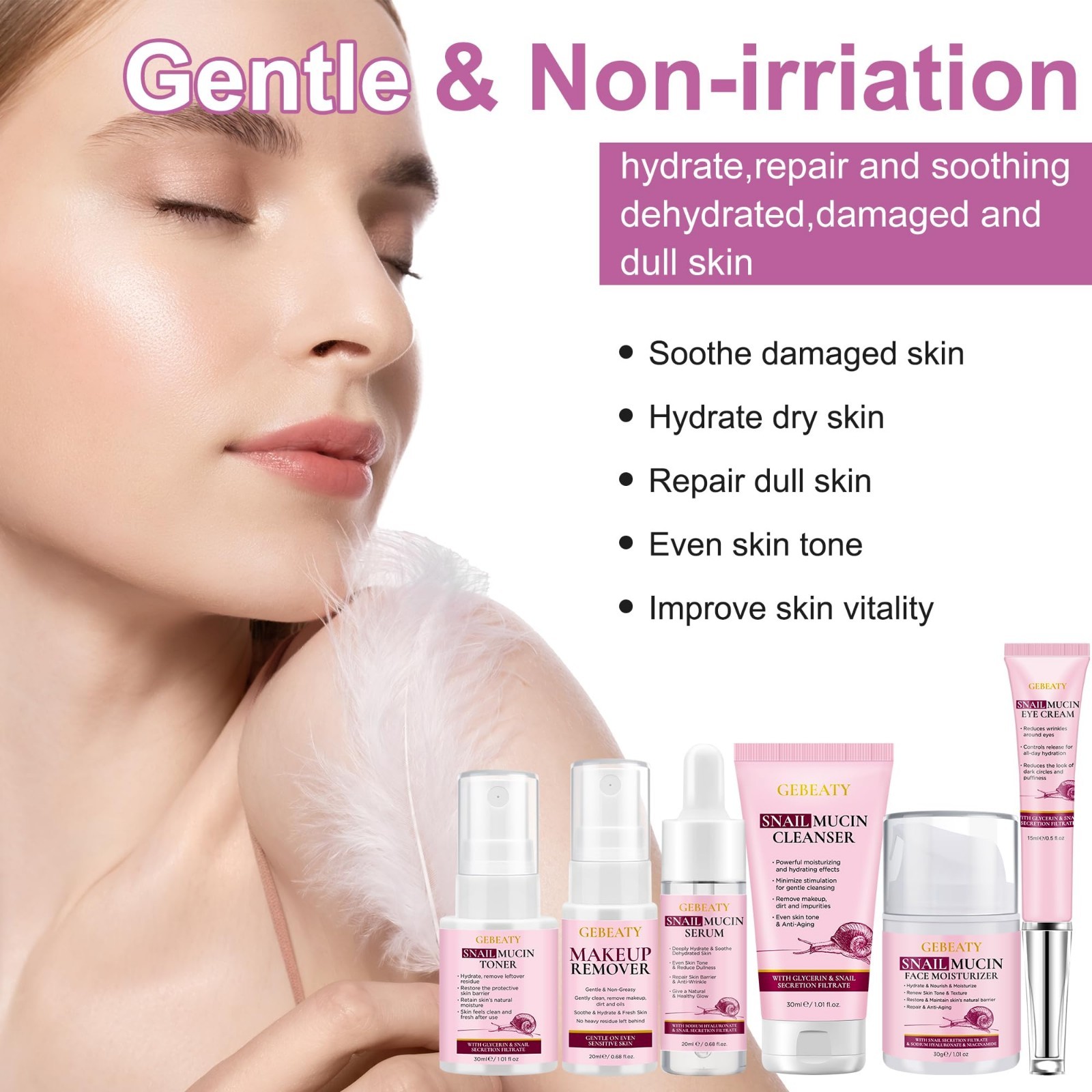 6PCS Korean Snail Skincare Set for Women – Anti-Aging, Hydrating, Moisturizing G