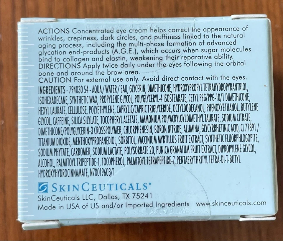 SKINCEUTICALS A.G.E AGE ADVANCED EYE CREAM *NEW* FULL SIZE .5 OUNCES SEALED BOX