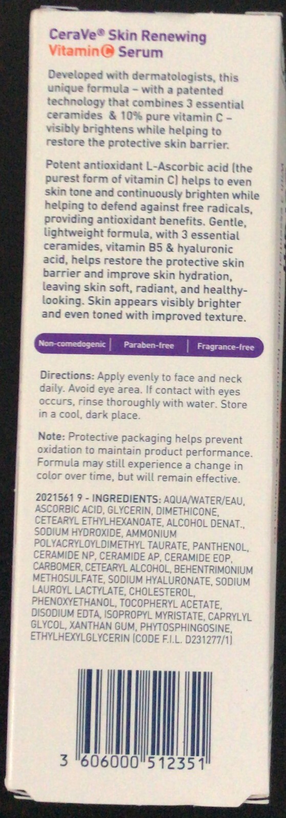 CeraVe Skin Renewing Vitamin C Serum with Hyaluronic Acid 30ml (d7) damage box
