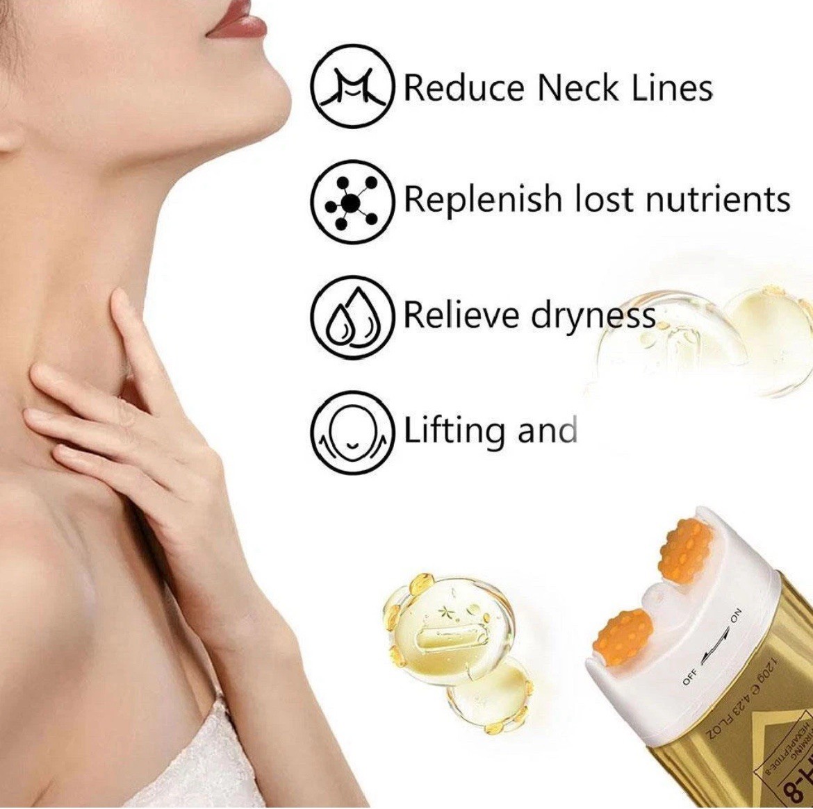 AH-8 Firming Neck Cream for Crepey Skin Body Moisturize Comfort Roller Neck Care