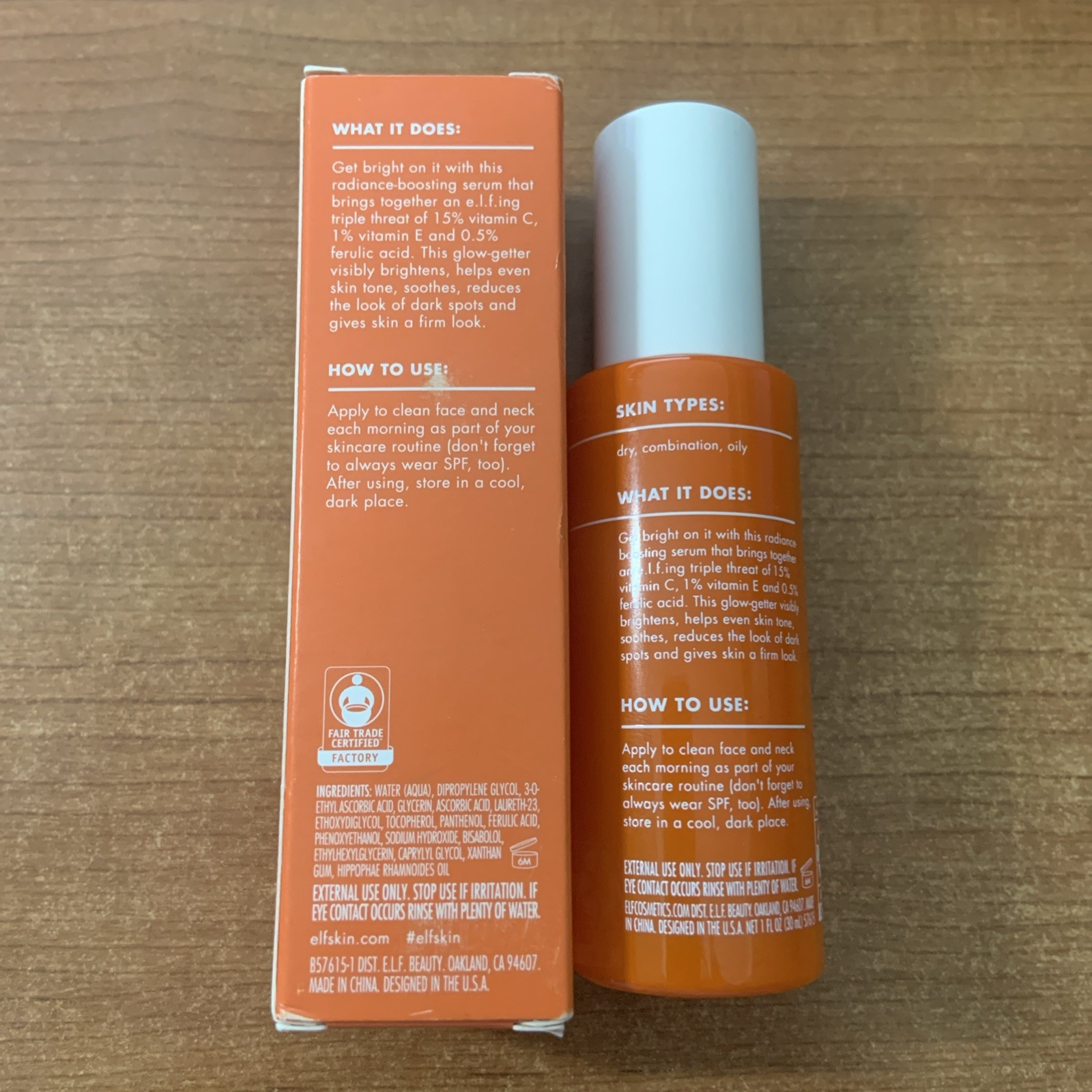 e.l.f. SKIN Bright Icon Vitamin C + E + Ferulic Face Serum 1 fl oz FREE SHIP