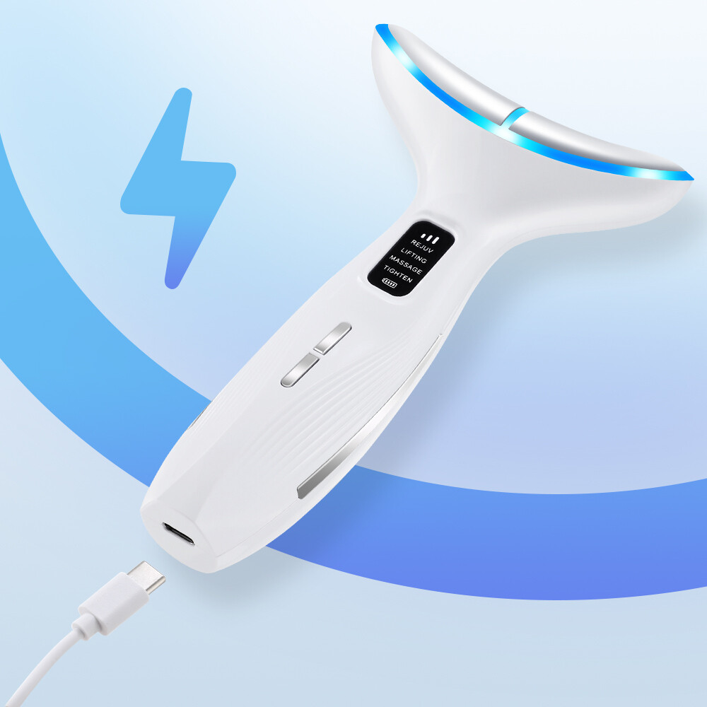 Neck Face Lifting Massager Skin Tighten Device LED and Anti Wrinkle Double Chin