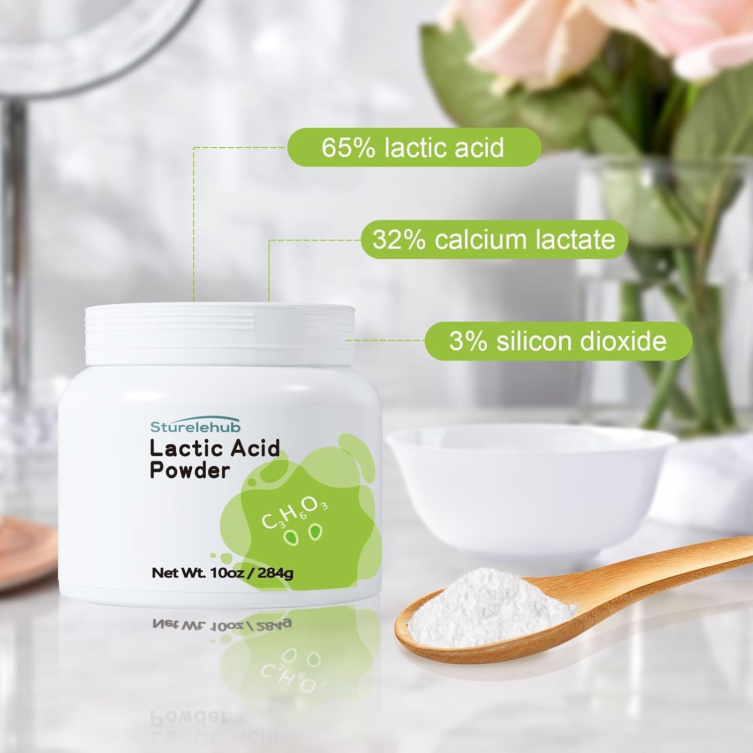 Lactic Acid Powder, 10OZ / 284G, Cosmetic Grade, Gentle Exfoliation, DIY Lactic