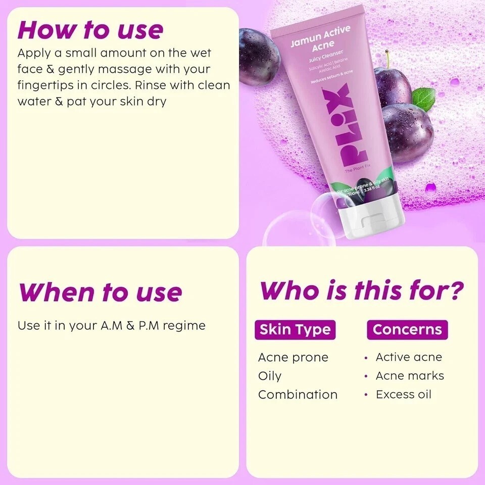 The Plant Fix Plix Jamun Active Acne Range Kit -Reduces Active Acne & Detoxifies