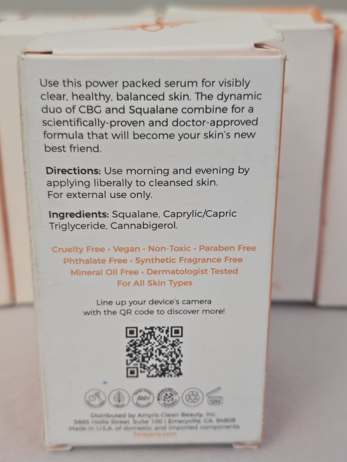 Terasana Clear + Control Healthy Skin Serum 1 Fl Oz 30 ML CBG Squalane