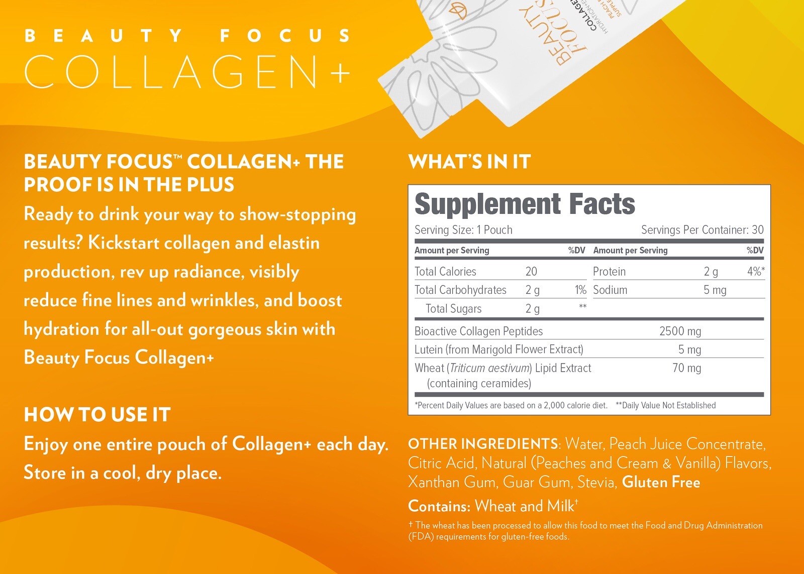 Nu Skin Beauty Focus Collagen Plus Peach | Nuskin Liquid Collagen Drink | 30days