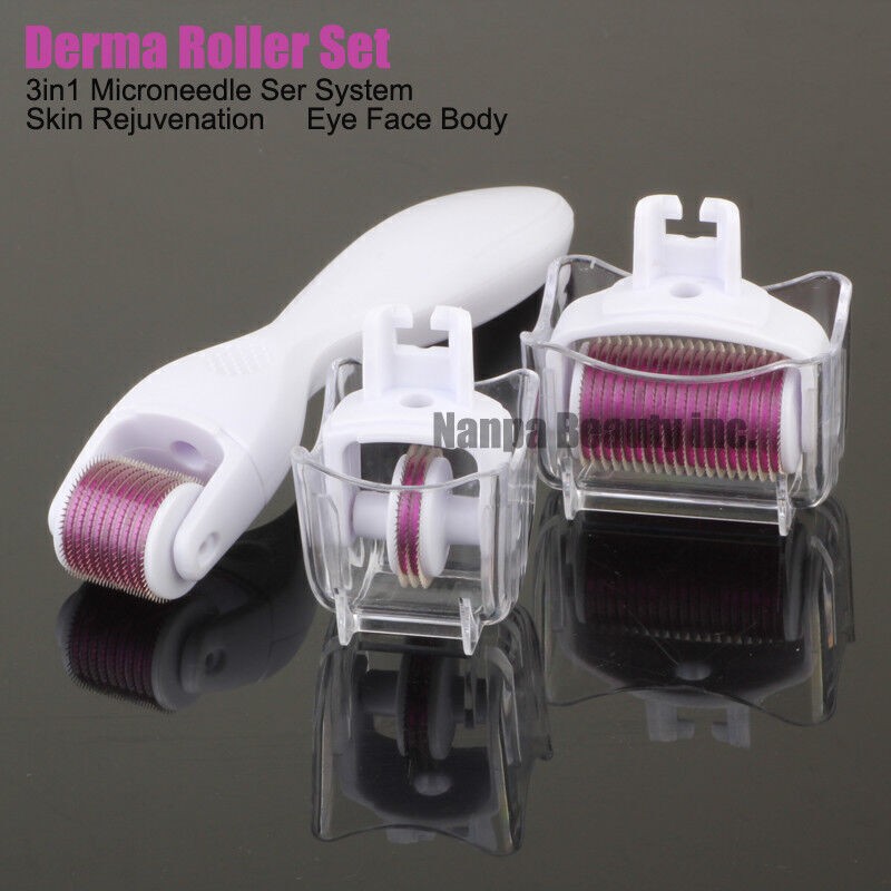 3 in 1 Derma Roller Set Micro Pin System Face Body Acne Scars Wrinkles Removal