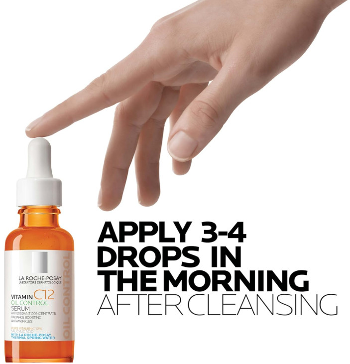 La Roche-Posay Pure 12% Vitamin C Serum For Face With Hyaluronic Acid.