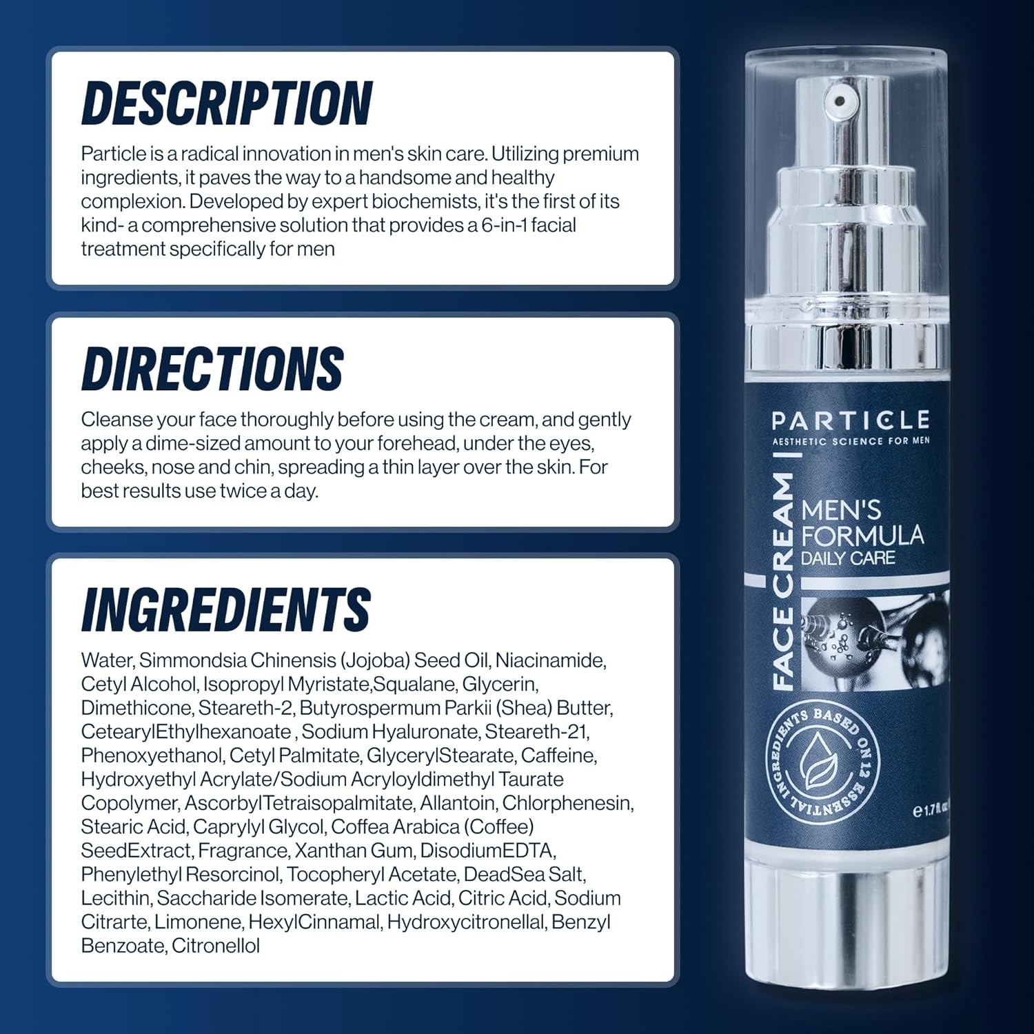 3X Particle Face Cream Men 6 in 1 Anti-Aging Cream Fights Eye Bags Dark Spots