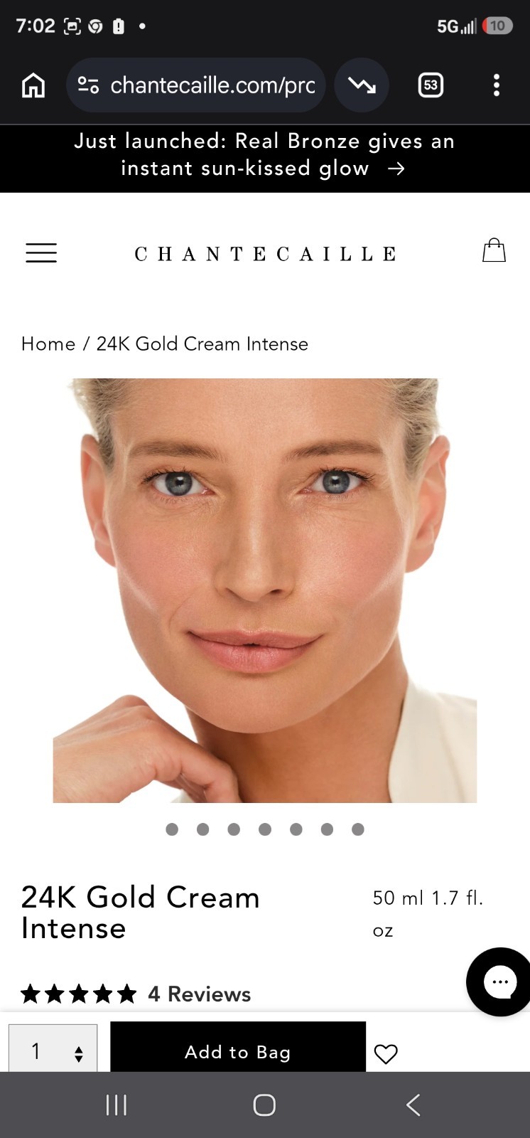Chantecaille 24k Gold Cream Intense 50 Ml/ 1.7 Fl Oz NIB Msrp $460 NIB sealed