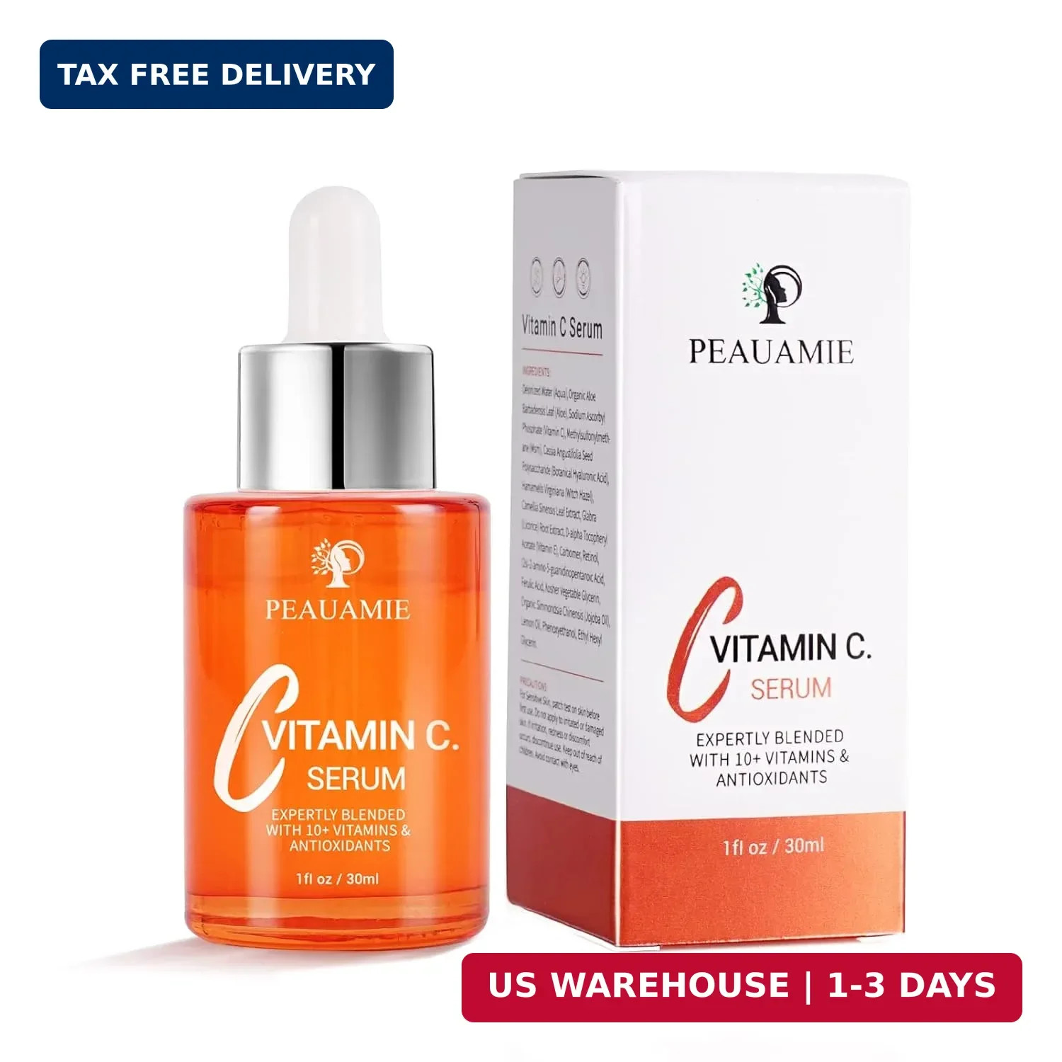 Peauamie Vitamin C Serum for Face Anti Aging with 2%Hyaluronic Acid and 1%Retino