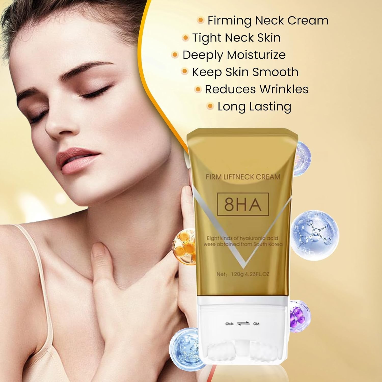 Smooth and Tighten Neck Skin with AH-8 Firming Cream & Massage Roller 4.2 Fl Oz