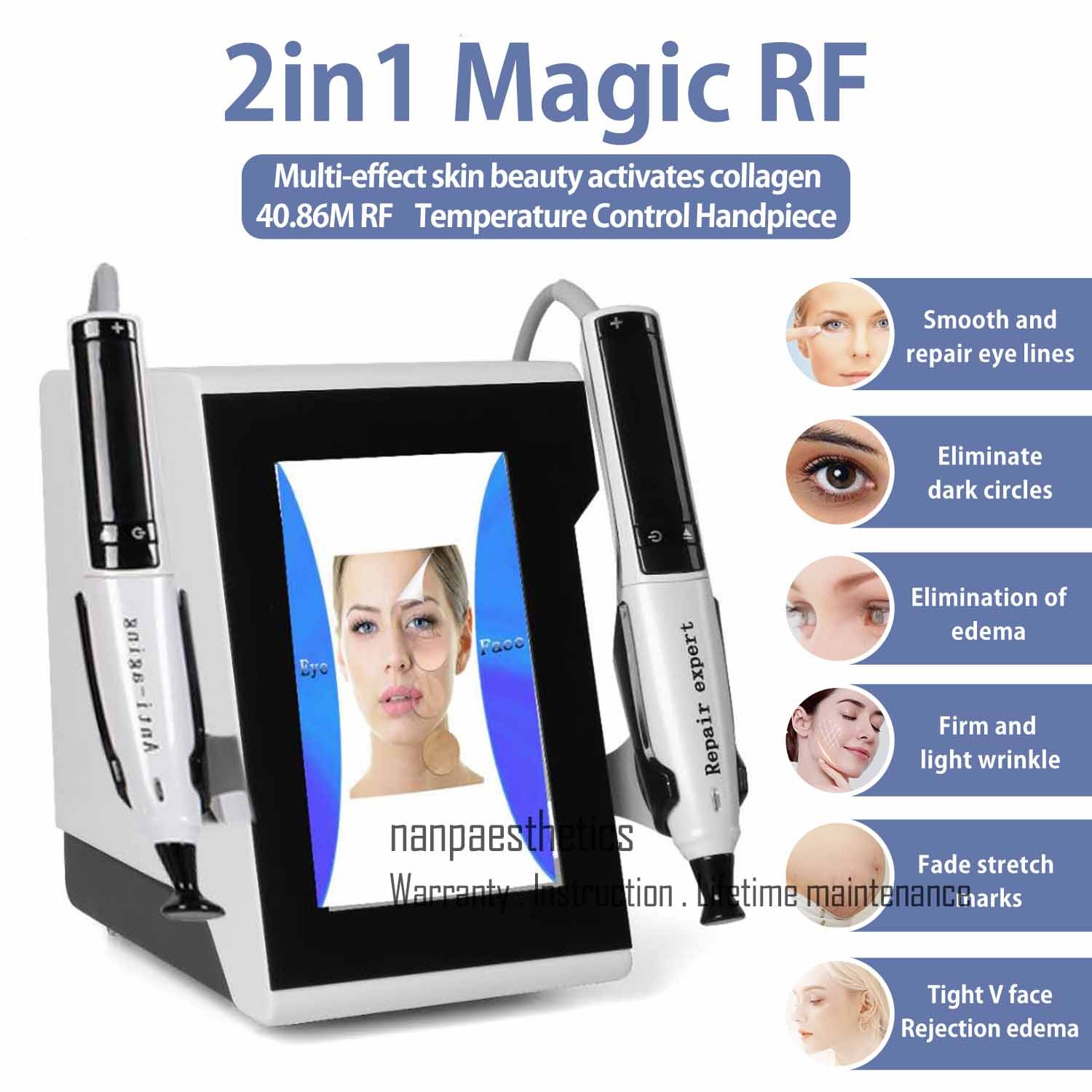2 Handles RF Eye Face Body Wrinkle Lift Machine Anti aging Facial Skin Lifting