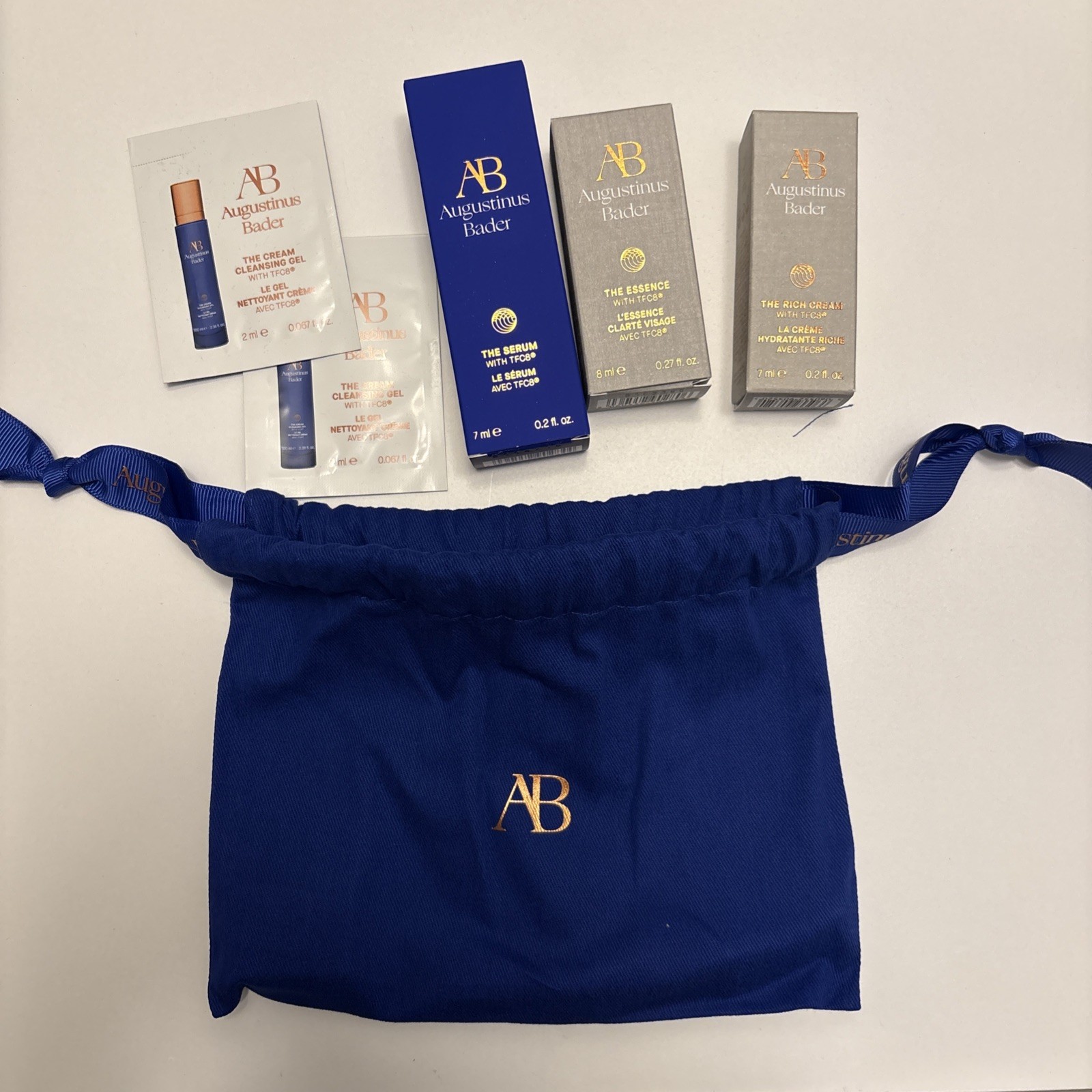 Augustinus Bader 5pc samples, bag: The Serum,The Essence, Rich Cream samples