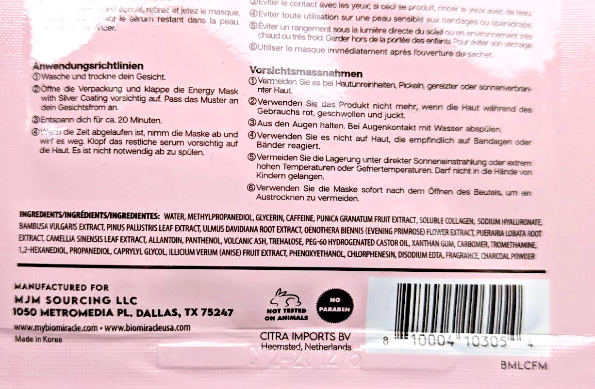 10ct BioMiracle Korean Skin Firming Hydrating Collagen Face Mask Reduce Wrinkle