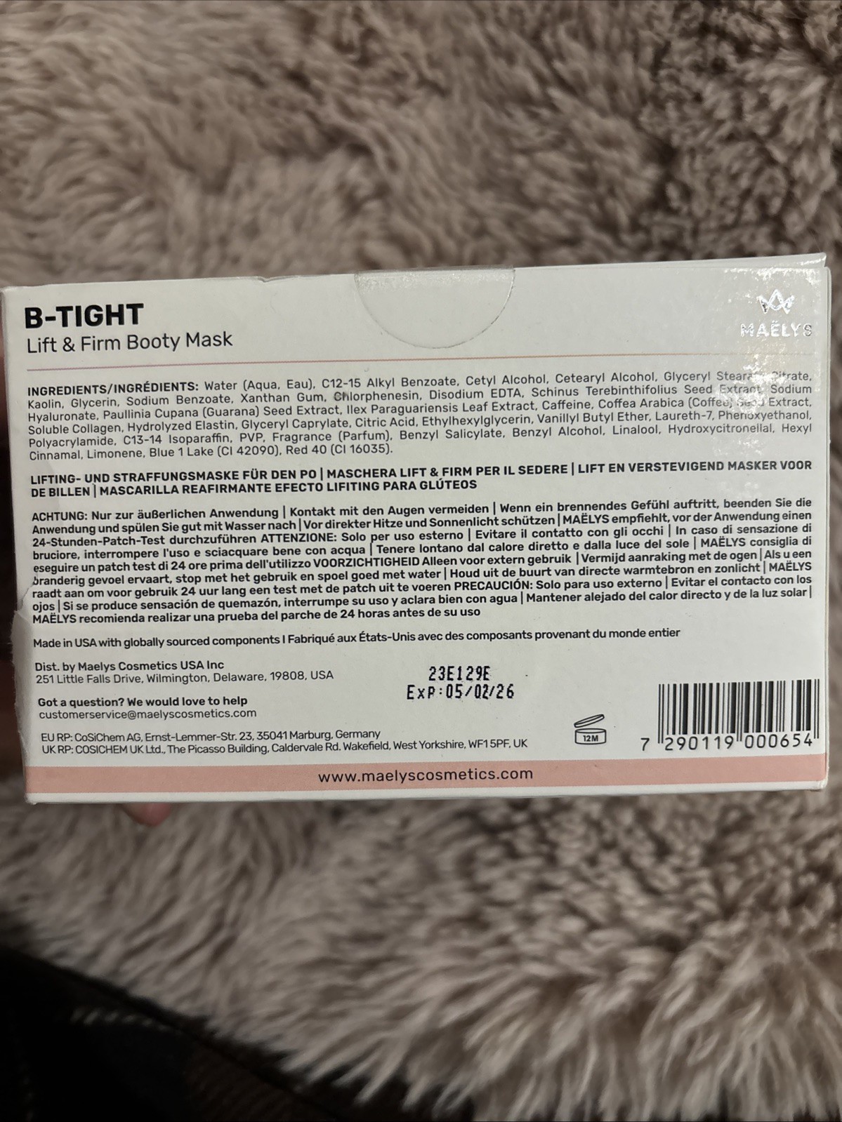 Maelys Cosmetics B-Tight Lift and Firm Booty Mask Moisturizer – 16.09fl oz 500ml