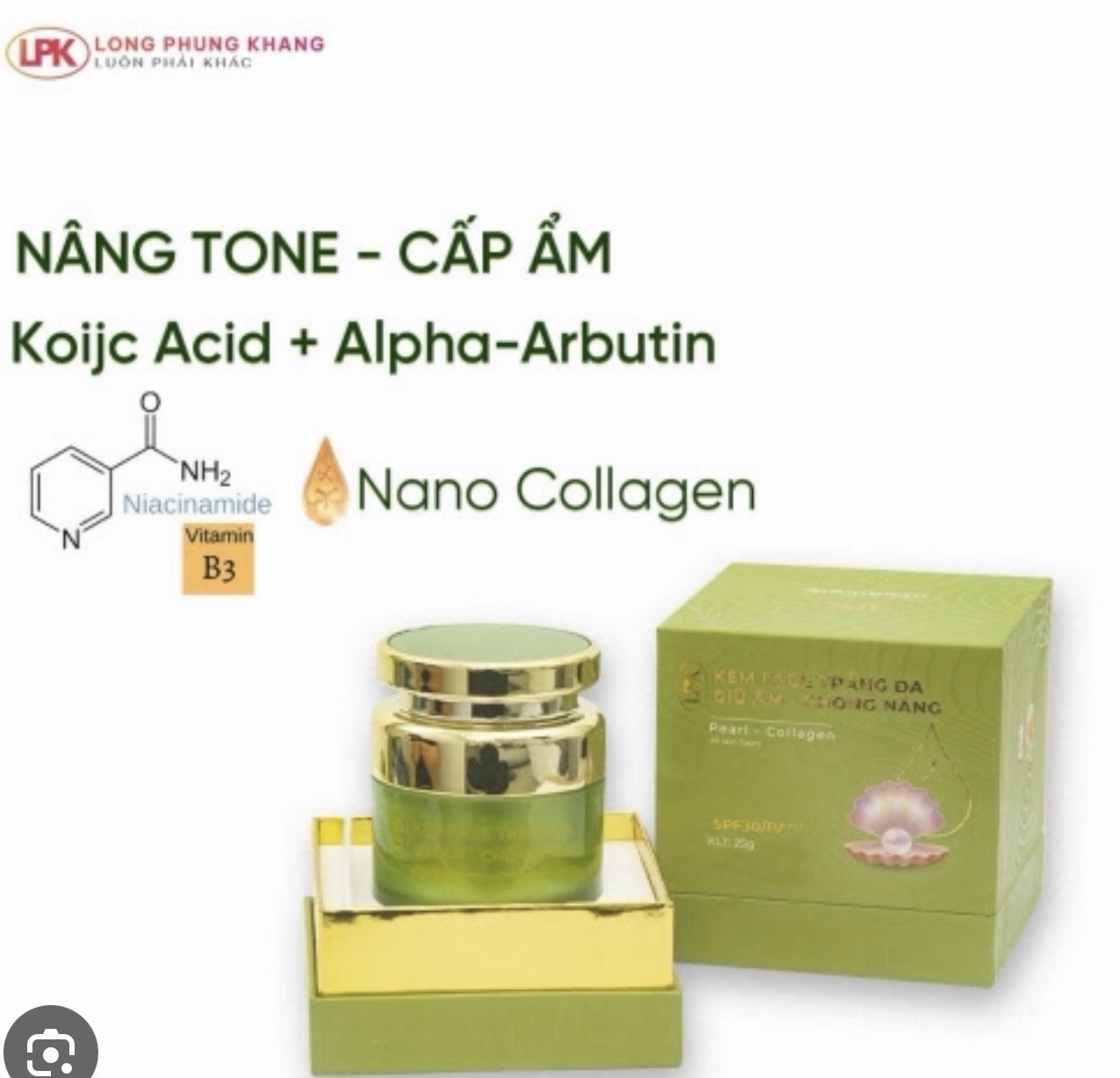 Pearl Collagen – Kem Face Trang Da, Giu Am, Chong Nang (SPF30/PA+++, 25g)